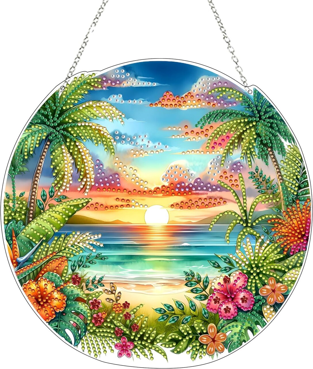 Diamond Art Hanging Kit for Adult,Special Shaped Rhinestone,Double Sided DIY Acrylic 5D Diamond Art Painting